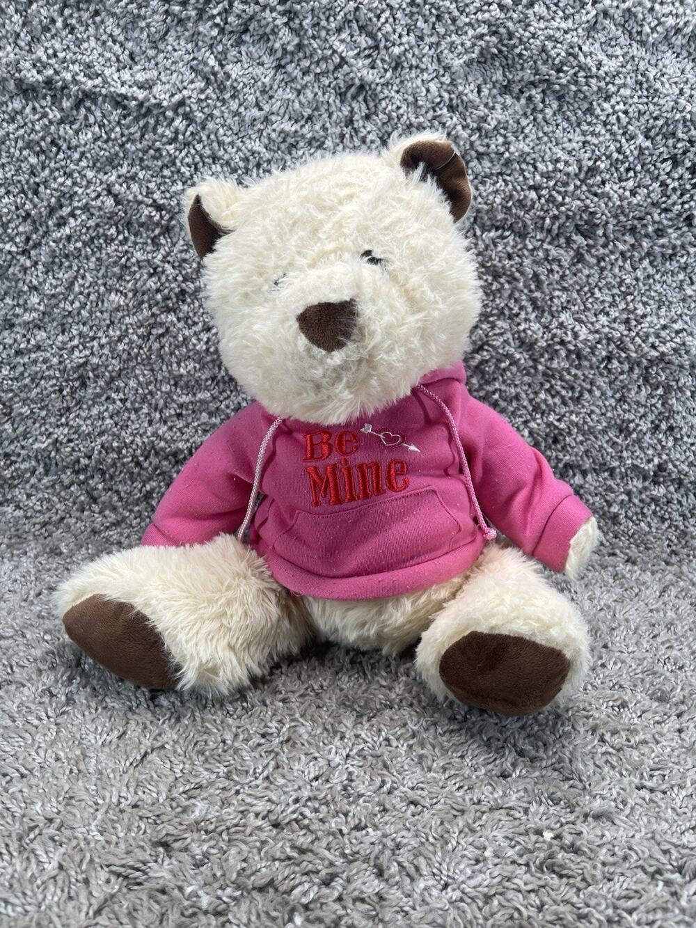 Be Mine Brown Teddy Bear Plush Stuffed Animal 15 Inch Pink Hoodie Valentine